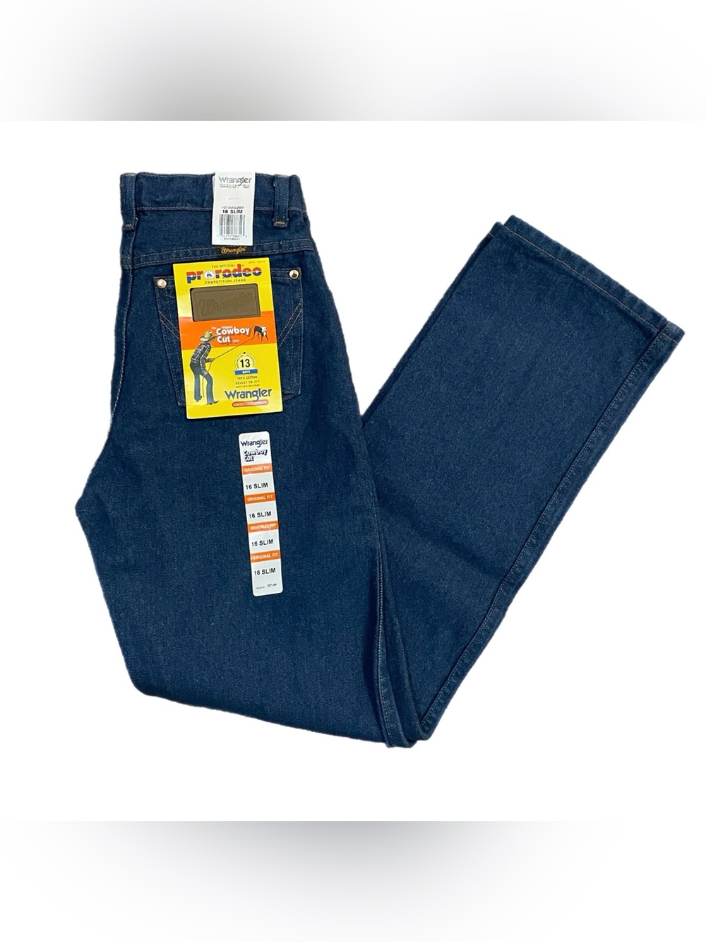 NWT Wrangler Boys Cowboy Cut Jeans 16 Slim 13MWB Adjustable Waist Youth Rodeo